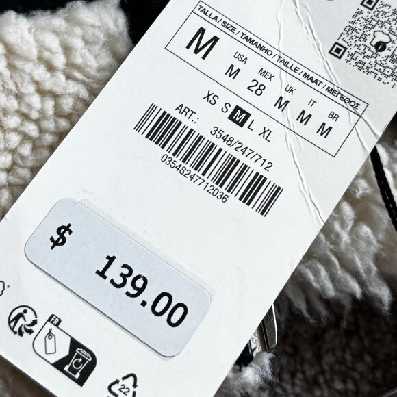 Zara oversized teddy sherpa bomber jacket NWT - Picture 4 of 4